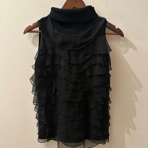 Carolina Herrera Black Ribbed Collar Top